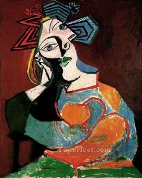  her - Woman leaning on her elbows 1937 cubist Pablo Picasso